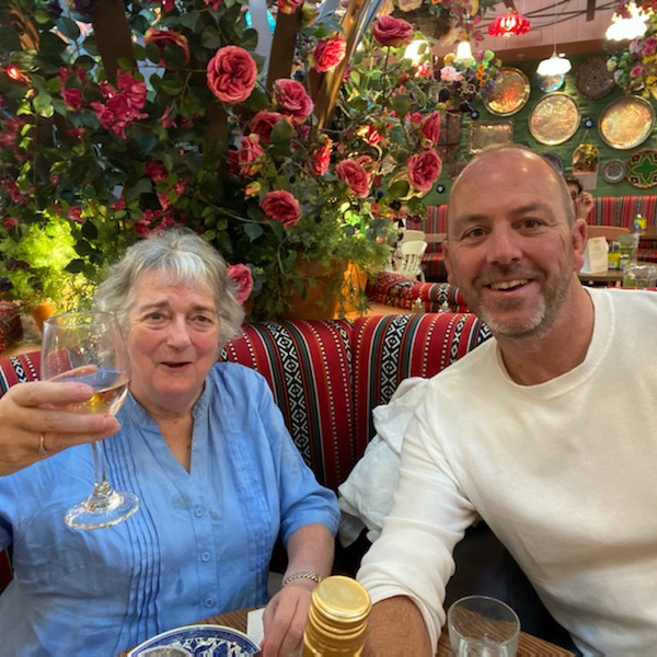 this is the kind of personal trainer I like! (Lindsey and Marcus on the way to France, where I did do swimming and walking...)